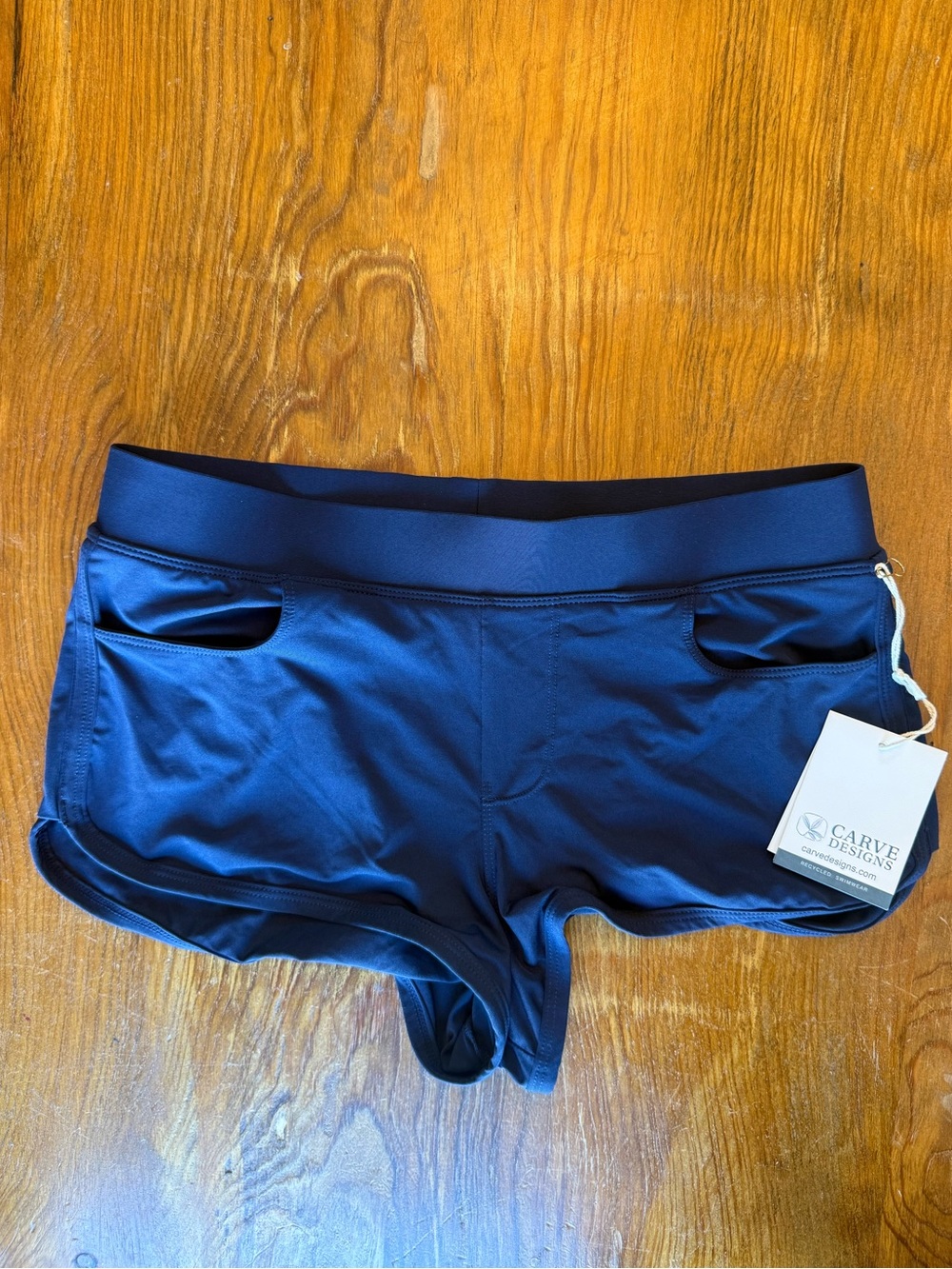 Carve Designs Navy Blue Boy Short Swim Shorts With Lining. XS NWT